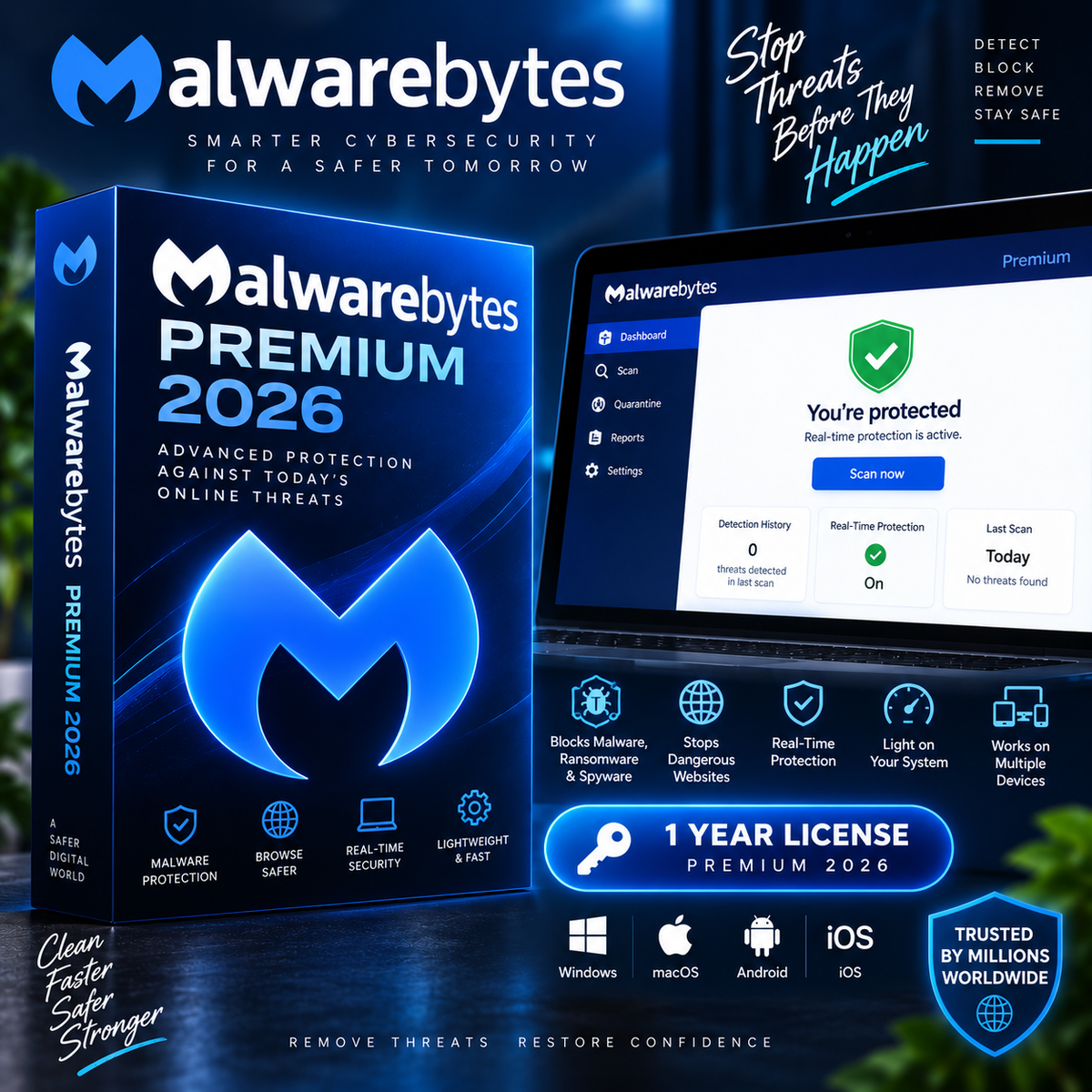 Malwarebytes Premium 2026 Lifetime License | Digital Activation Key