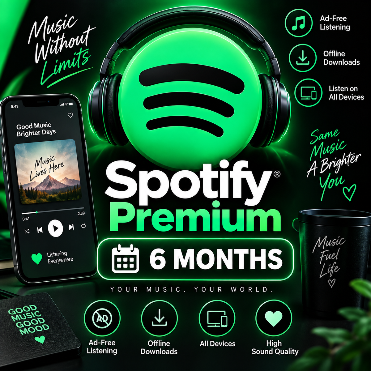 Spotify Premium 6 Month Subscription | 1 Year Digital Access