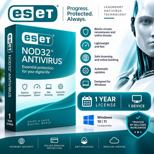 ESET NOD32 Antivirus 1 Year License | 1 Device | Digital Activation Key
