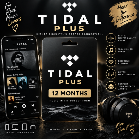 TIDAL HiFi Plus 12 Month Subscription | 1 Year Premium Music Access