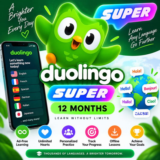 Super Duolingo 12 Months | 1 Year Premium Language Learning Access