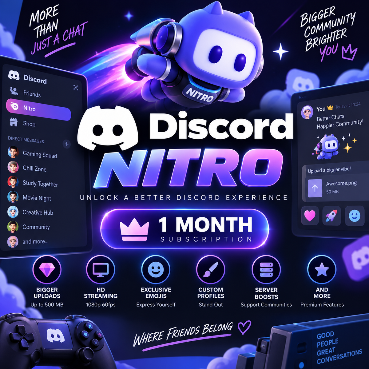 Discord Nitro 1 Month | Private Account | Digital Access