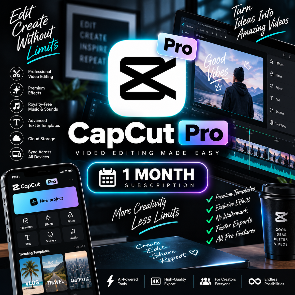 CapCut Pro Subscription 1 Month | Private Account | Digital Access
